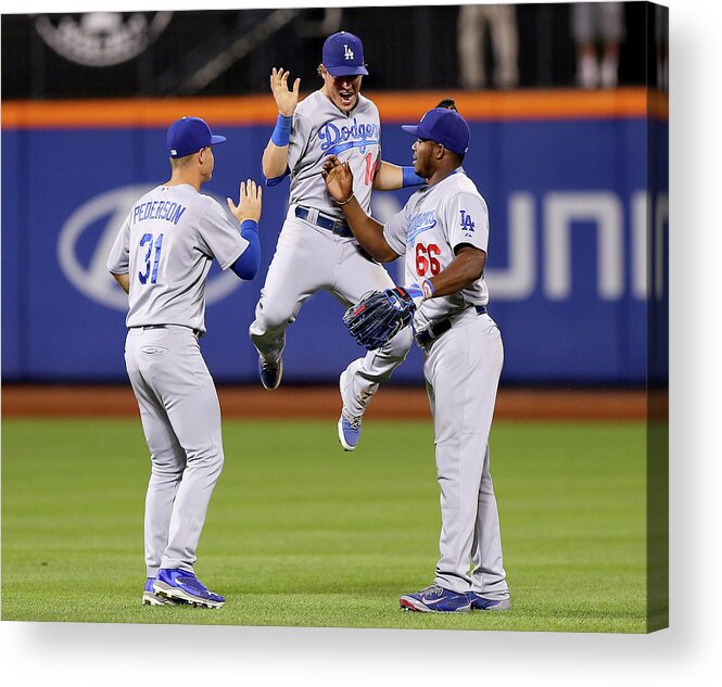 People Acrylic Print featuring the photograph Yasiel Puig and Joc Pederson by Elsa