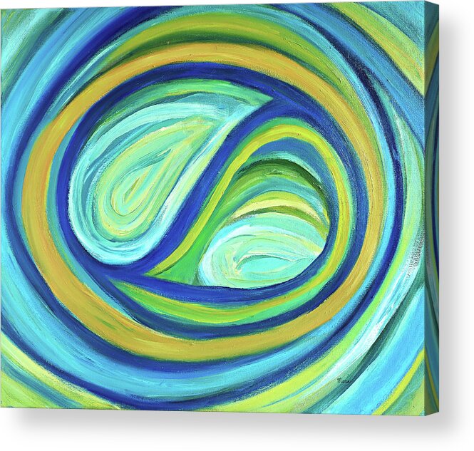 Yin And Yang.abstract Acrylic Print featuring the painting Yin and Yang by Maria Meester