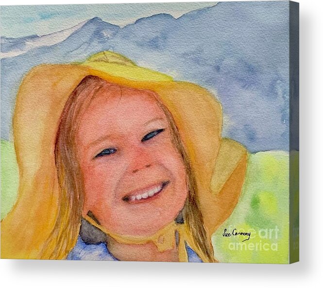 Girl Acrylic Print featuring the painting You Are My Sunshine by Sue Carmony
