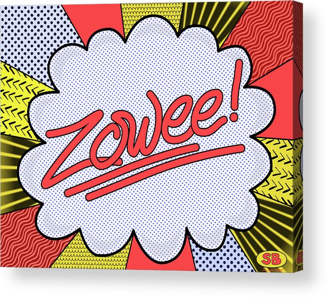 Red Acrylic Print featuring the digital art Zowee II by Susan Bird Artwork