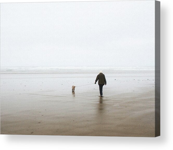 At The Beach On A Foggy Day Acrylic Print featuring the photograph At The Beach On A Foggy Day by Tom Janca