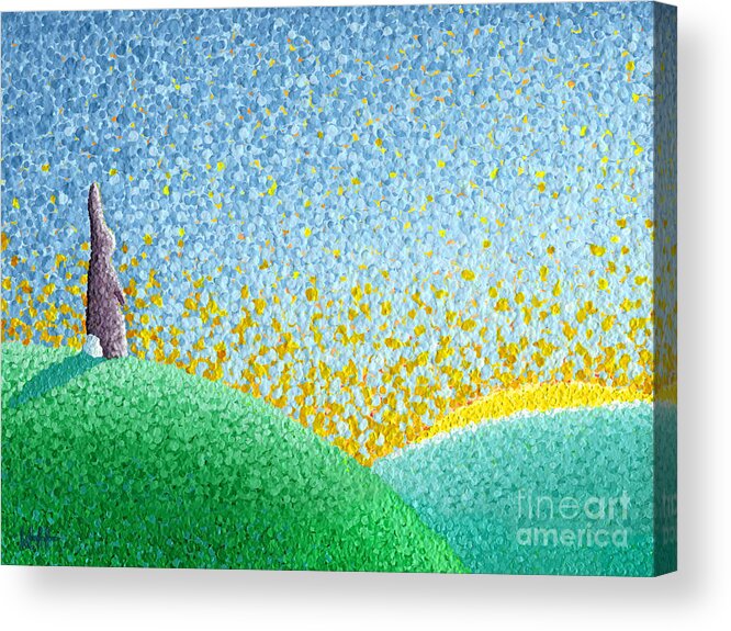 Rabbit Acrylic Print featuring the painting Taking A Moment by Wayne Hardee
