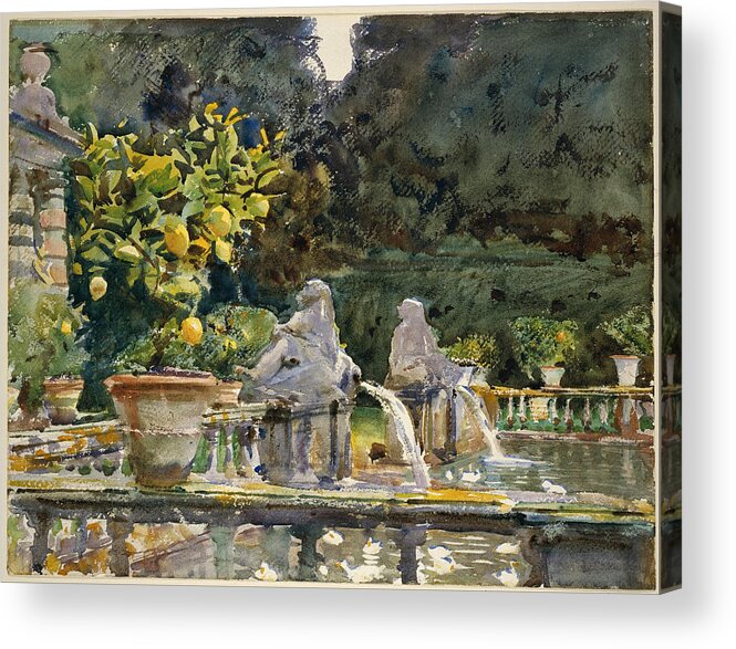 John Singer Sargent Acrylic Print featuring the painting Villa di Marlia Lucca - A Fountain by John Singer Sargent