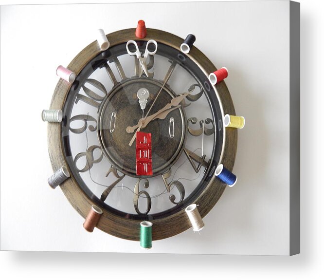 Clock Acrylic Print featuring the photograph A Stitch N Time #1 by Terry Baker