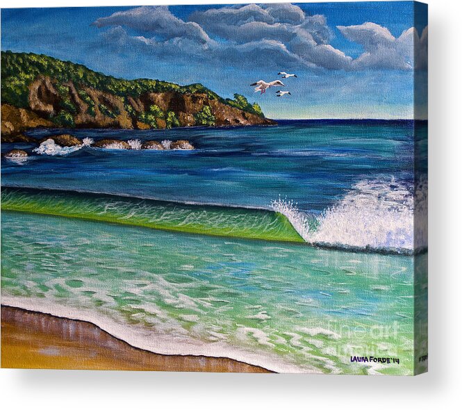 Grand Anse Beach Acrylic Print featuring the painting Crashing Wave by Laura Forde