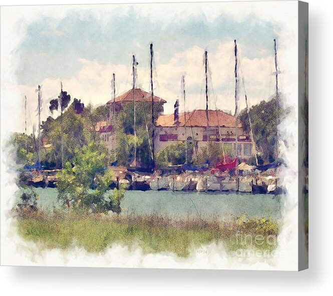 Yachts Acrylic Print featuring the digital art Detroit Yacht Club #1 by Phil Perkins