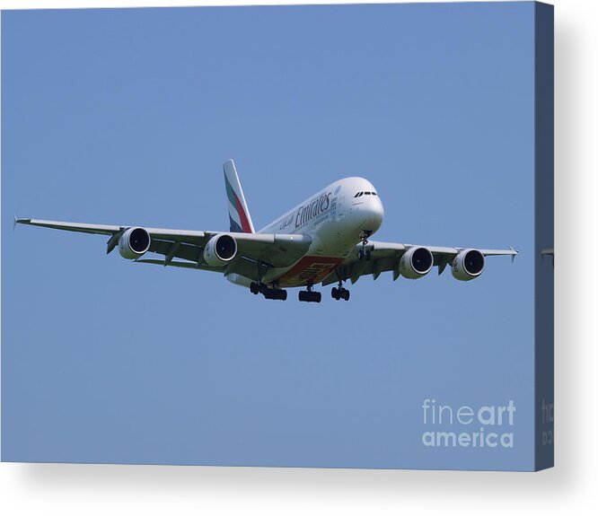737 Acrylic Print featuring the photograph Emirates Airbus A380 #1 by Paul Fearn
