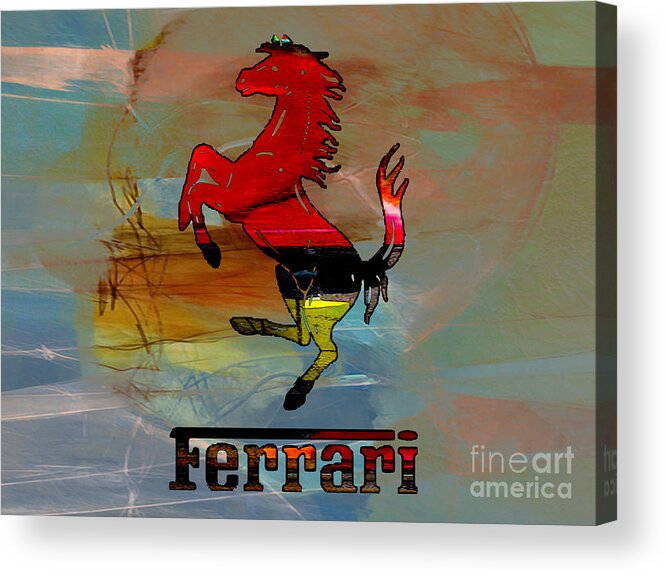 Abstract Acrylic Print featuring the mixed media Ferrari #3 by Marvin Blaine