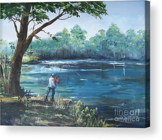 Fishing Acrylic Print featuring the painting Fishin' #1 by Carole Powell