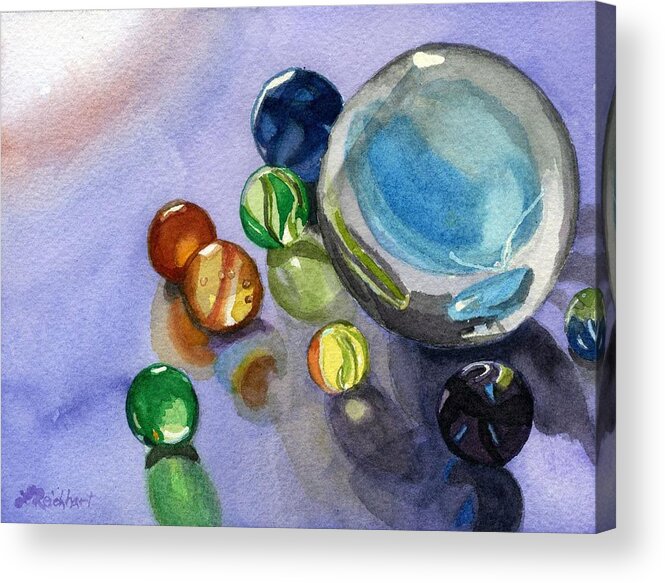 Marbles Acrylic Print featuring the painting Found my marbles by Lynne Reichhart