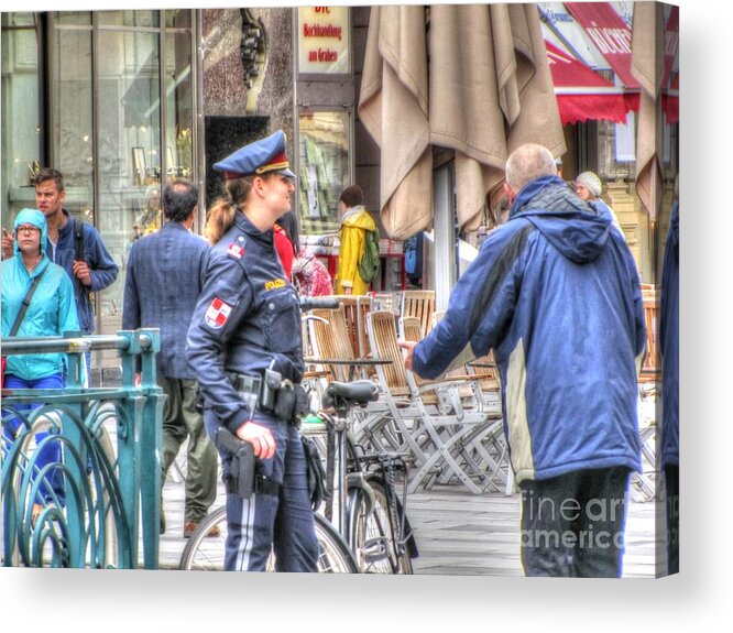 Police Acrylic Print featuring the pyrography He And She #1 by Yury Bashkin