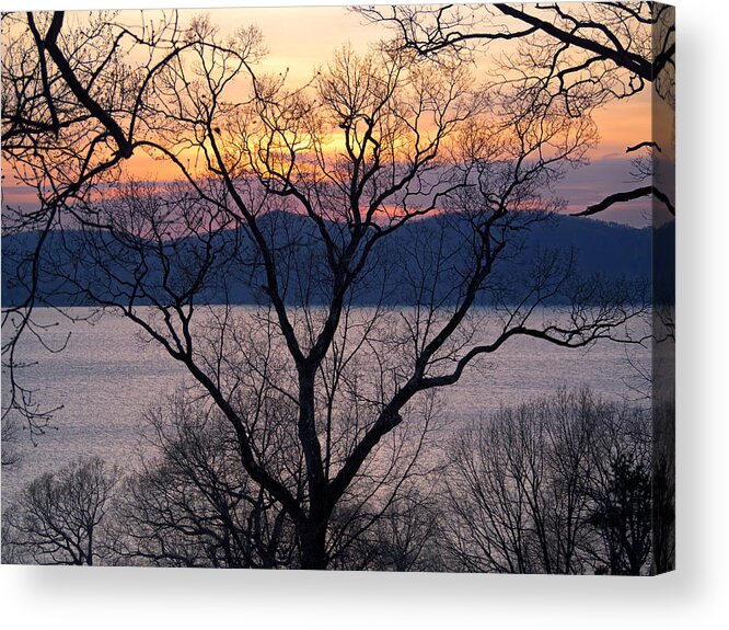 Hudson River Acrylic Print featuring the photograph Hudson River Sunset #1 by Marianne Campolongo