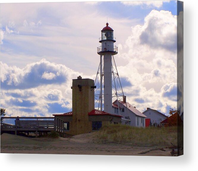 Lighthouse Acrylic Print featuring the photograph Lighthouse at Whitefish Point in Michigan #1 by Kathleen Luther