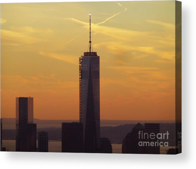 Rockefeller Center Acrylic Print featuring the photograph One WTC from Top of the Rock #1 by Steven Spak