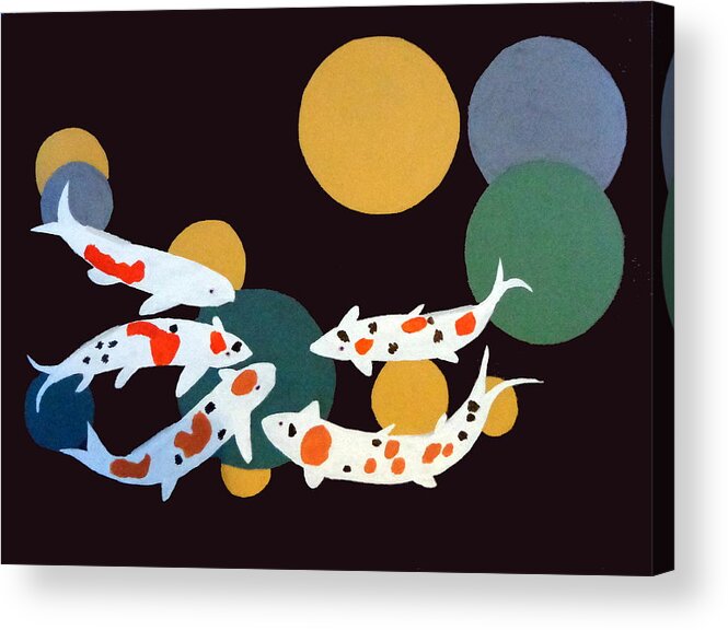 Fish Acrylic Print featuring the painting Pond Fish-02 #1 by James Jones