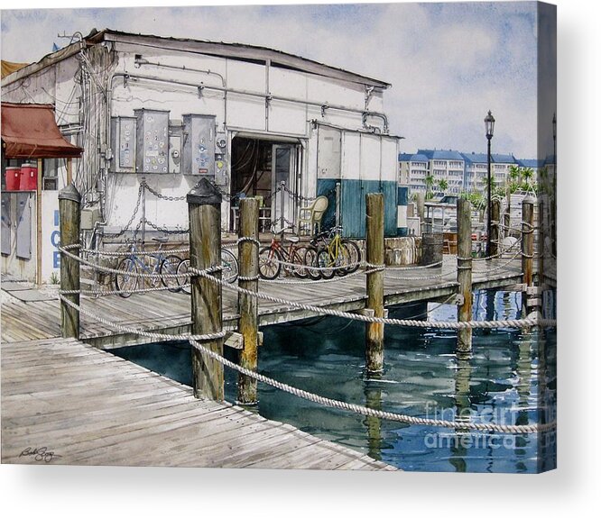 Key West Acrylic Print featuring the painting Thompson's Docks by Bob George