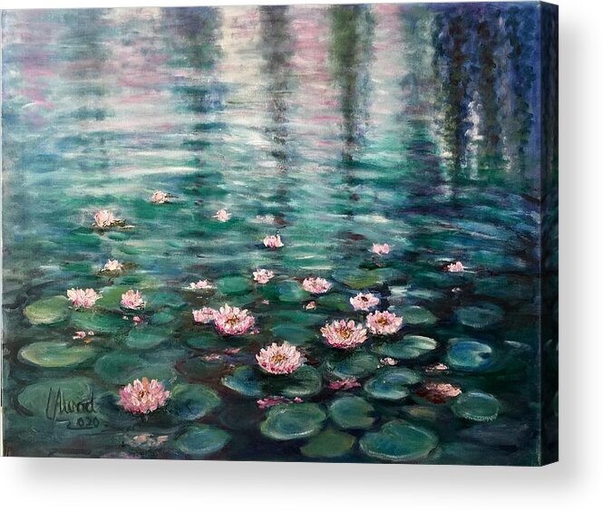 Water Lilies Acrylic Print featuring the painting Water Lilies by Laila Awad Jamaleldin