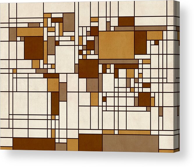 Cartography Acrylic Print featuring the digital art World Map Abstract Mondrian Style #1 by Michael Tompsett