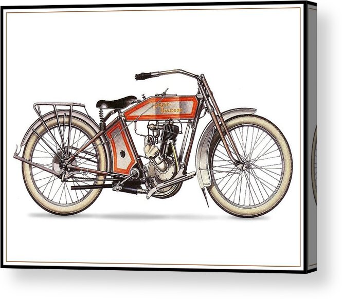 1914 Acrylic Print featuring the drawing 1914 Harley Davidson 35ci Model 10B by Maciek Froncisz