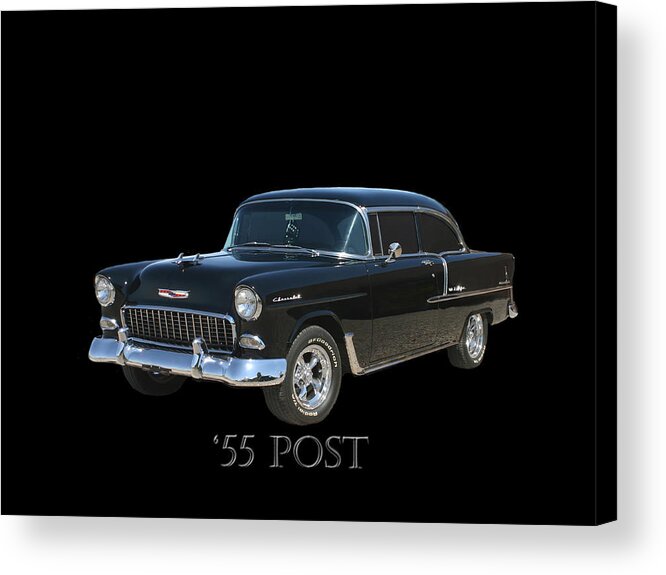 Thank You For Buying A Shower Curtain Of 1955 Chevy Post To A Buyer From Montevallo Acrylic Print featuring the photograph 1955 Chevy Post by Jack Pumphrey
