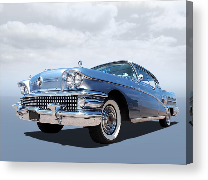 Buick Acrylic Print featuring the photograph 1958 Buick Roadmaster 75 in a Blue Mood by Gill Billington