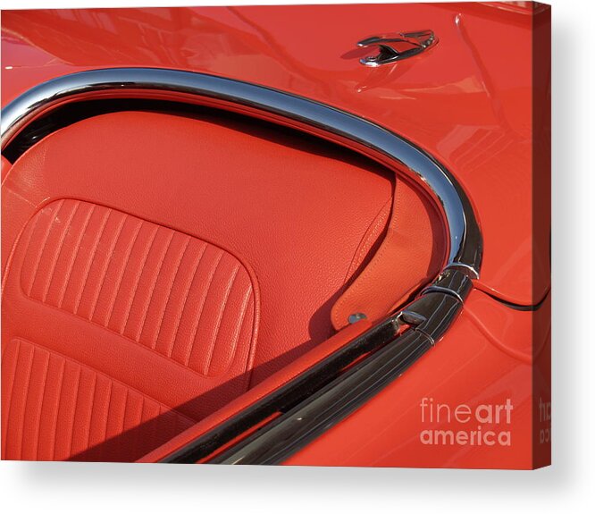 Corvette Acrylic Print featuring the photograph 1958 Red Corvette Seat by Anna Lisa Yoder