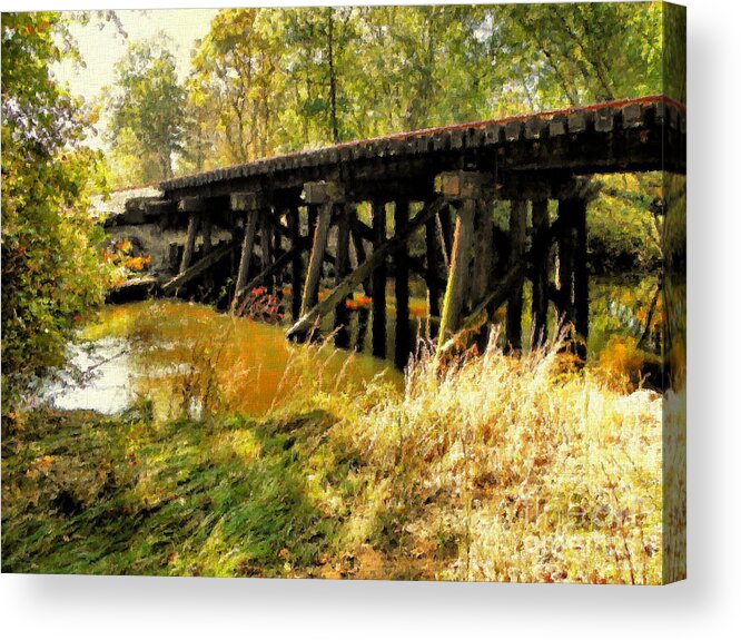 Railroad Acrylic Print featuring the digital art Autumn Travels #2 by Sharon Woerner