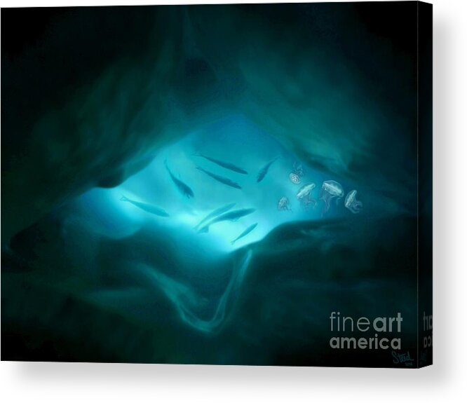 Ocean Art Acrylic Print featuring the mixed media Ethereal Aquarium #2 by Steed Edwards