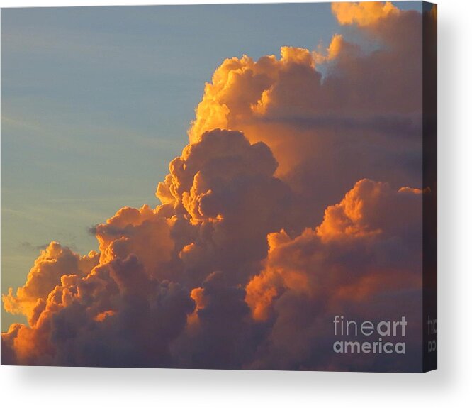 Golden Sunset Clouds. Acrylic Print featuring the photograph Golden Sunset Clouds. #2 by Robert Birkenes