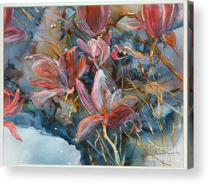 Magnolias Acrylic Print featuring the painting Magnolias #2 by Sherry Harradence