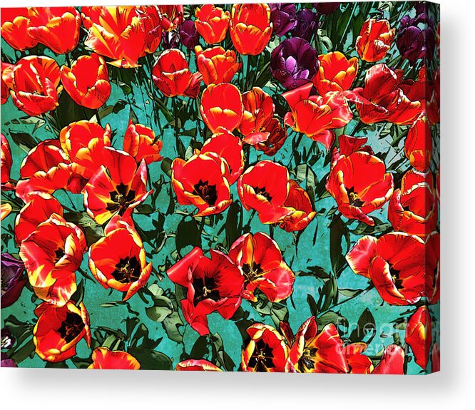 Floral Acrylic Print featuring the digital art Tempest #2 by Machiko Studio