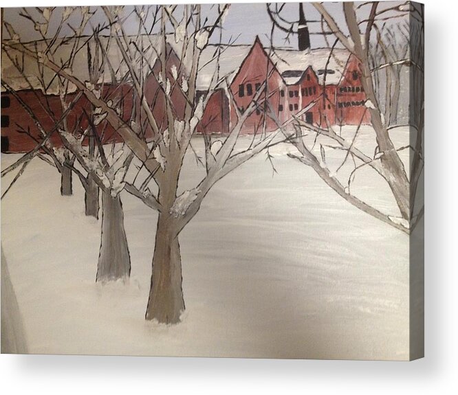 Winter Acrylic Print featuring the painting Winter University #2 by Paula Brown