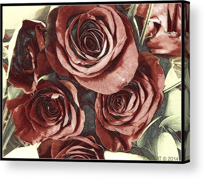 Bouquet Acrylic Print featuring the photograph 3 D Red by Kathy Barney