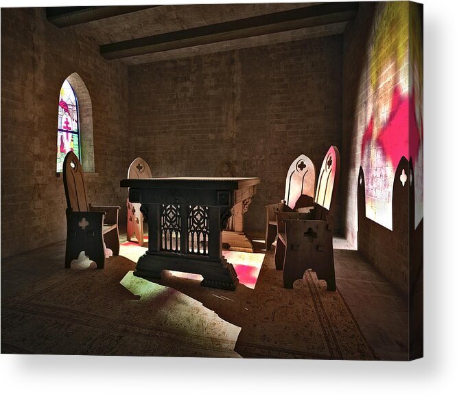 Gothic Acrylic Print featuring the photograph 3D Gothic Room by Meir Ezrachi
