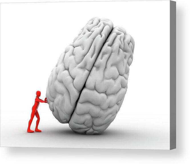 Achievement Acrylic Print featuring the photograph 3d Man Moving Brain by Alfred Pasieka