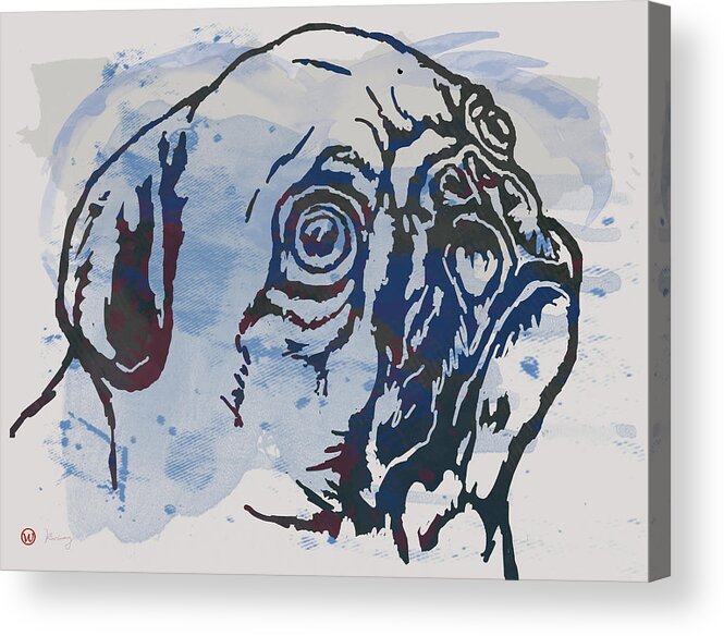 Dog Stylised Pop Morden Art Drawing Sketch Portrait. Pet Acrylic Print featuring the drawing Dog stylised pop modern etching art portrait #4 by Kim Wang