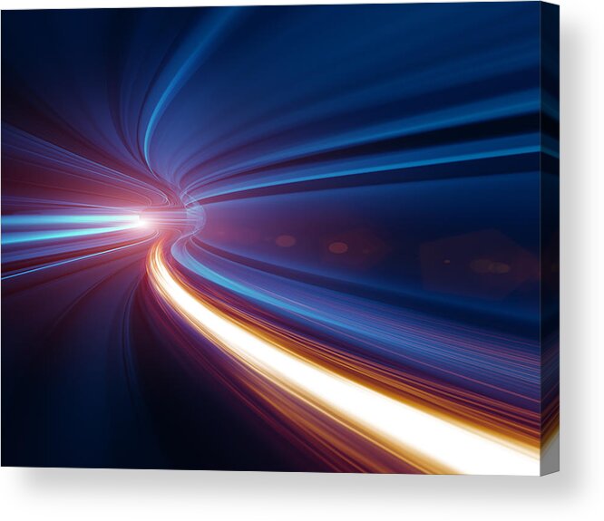 Curve Acrylic Print featuring the photograph Abstract Speed motion in tunnel #5 by Nadla