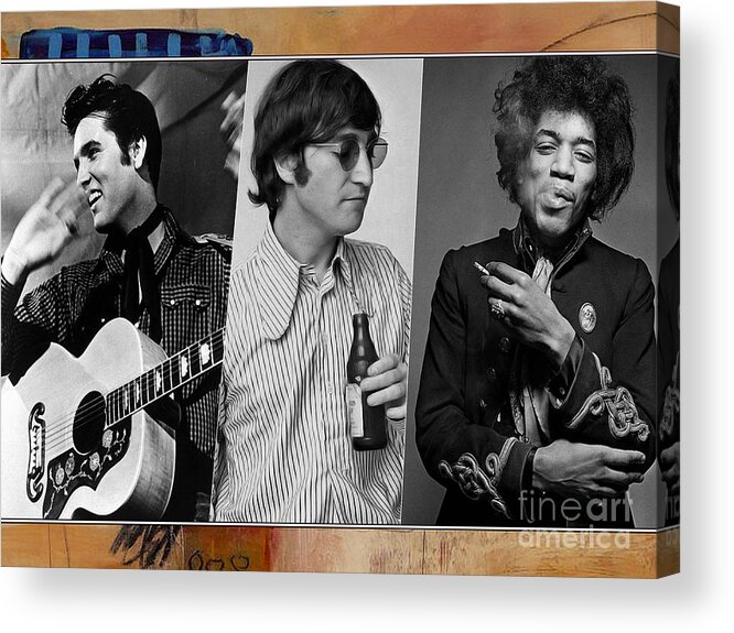 Elvis Presley Art Acrylic Print featuring the mixed media Rock N Soul Legends #6 by Marvin Blaine