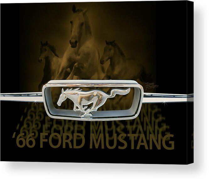 '66 Ford Mustang By Doug Kreuger Acrylic Print featuring the digital art '66 Ford Mustang #66 by Doug Kreuger