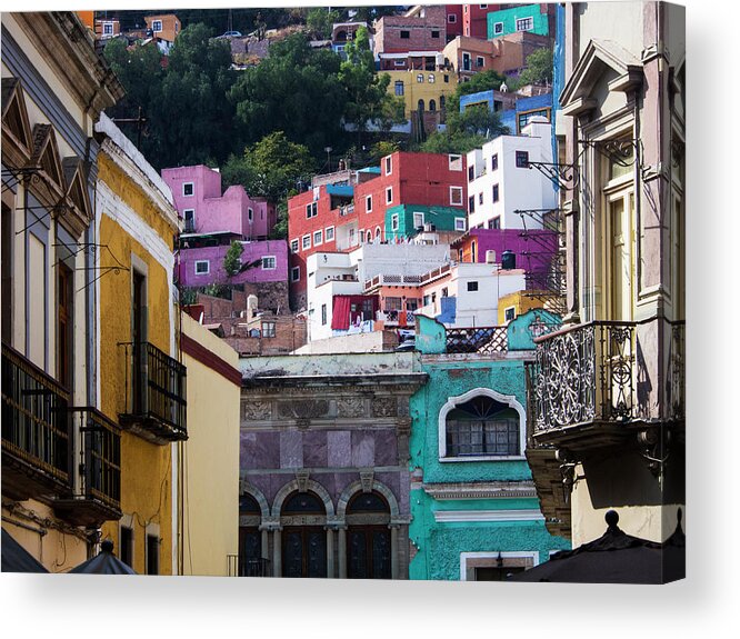 Architecture Acrylic Print featuring the photograph Mexico, Guanajuato, Colorful Back Alley #9 by Terry Eggers