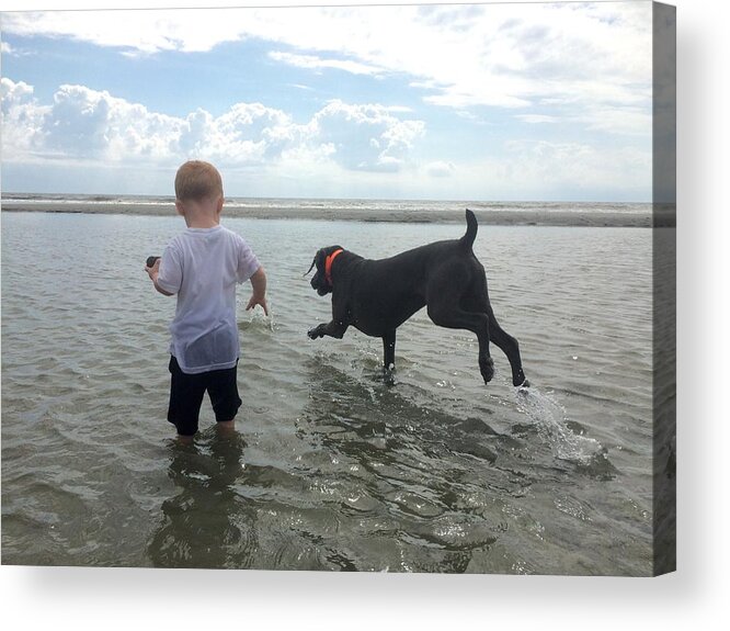Child Acrylic Print featuring the photograph A Boy and His Dog by Bonnes Eyes Fine Art Photography