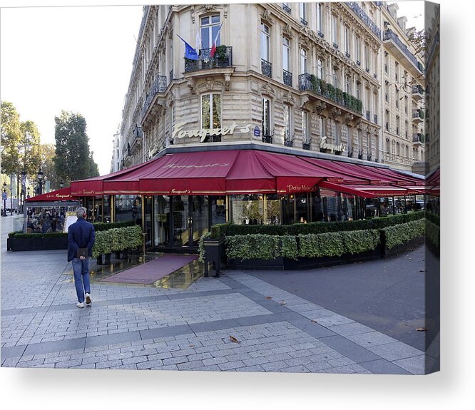 Paris Acrylic Print featuring the photograph A Cafe On The Champs Elysees In Paris France by Rick Rosenshein