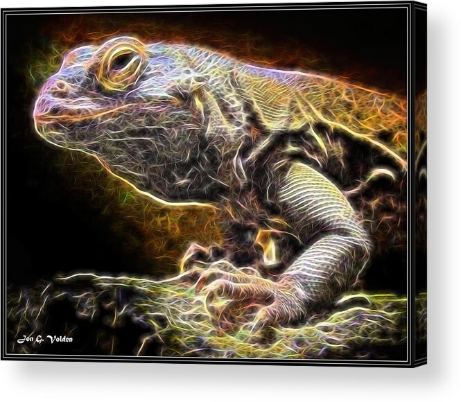 Cosmic Acrylic Print featuring the painting A Cosmic Lizard by Jon Volden