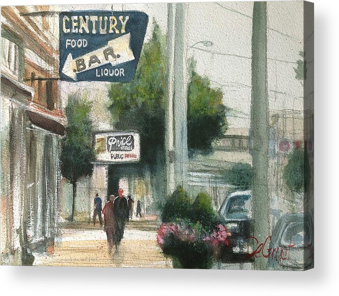 Downtown Dayton Acrylic Print featuring the painting A Day in Downtown Dayton by Gregory DeGroat
