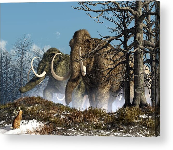 Mammoth Art Acrylic Print featuring the digital art A Storm of Mammoths by Daniel Eskridge