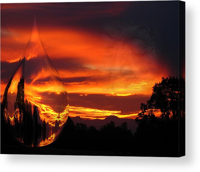 Sunrise Acrylic Print featuring the digital art A Teardrop In Time by Joyce Dickens