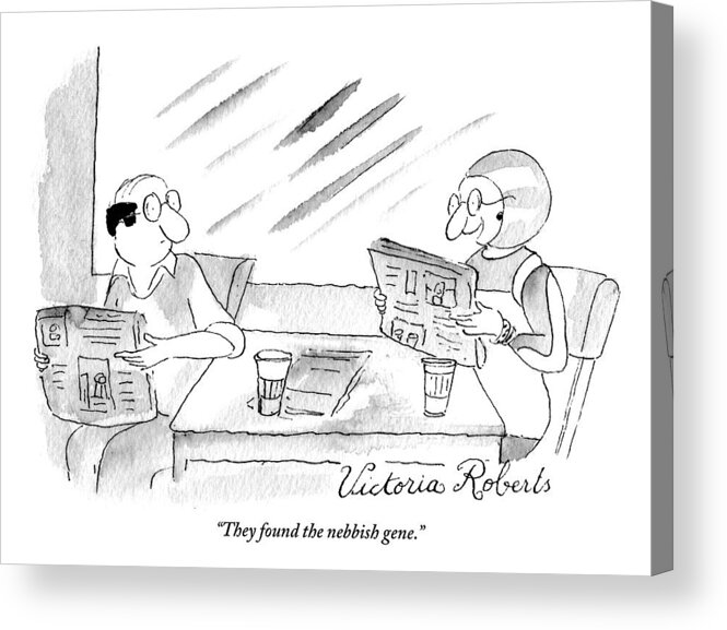 Genetics Acrylic Print featuring the drawing A Woman Speaking To Her Husband As They Read by Victoria Roberts