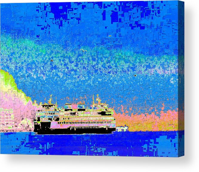 Abstract Acrylic Print featuring the digital art A Wonderful Day On The Sound by Tim Allen