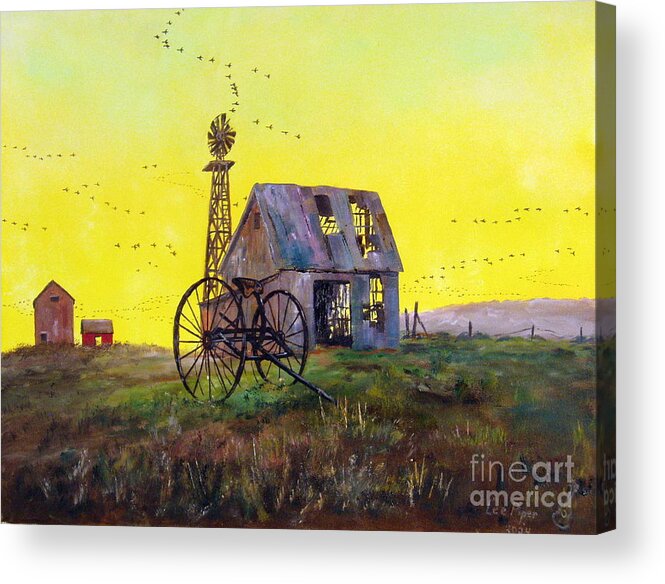 Barn Painting Acrylic Print featuring the painting Abandoned Farm by Lee Piper