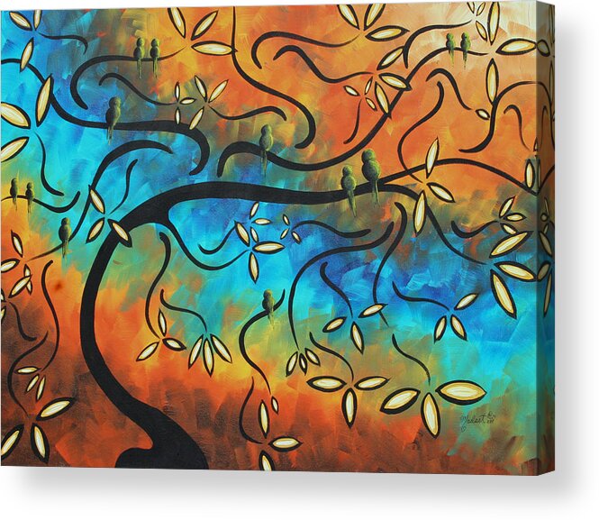 Abstract Acrylic Print featuring the painting Abstract Bird Painting Original Art MADART Tree House by Megan Aroon